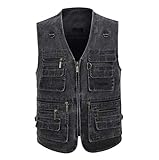 [リングルー] ベスト メンズ カメラマンベスト 釣りベスト アウトドアベスト 多機能 ジャケット 釣り用 オールシーズン UVカット 通気 スボーツ アウトドア 大容量 旅行 登山 通勤 作業服 綿 大きいサイズ お父さん ベスト ブラック XL