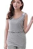 (ベア・ランド ) Bearsland 夏 ノースリーブ ラウンドネック授乳口付きマタニティトップスタンクトップ授乳服 Ｌグレー [並行輸入品]
