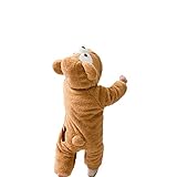 Fanituhan キッズコスチューム クマ着ぐるみ ベビー服 クマ柄 ロンパース もこもこ カバーオール キッズ コスチューム クマ 着ぐるみ 厚手 防寒着 男の子 女の子 出産祝い お正月 年賀状 記念撮影 ブラワン 90（9-12ヶ月）