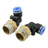 uxcell　クイック継手　カプラー　チューブエア　空気圧　ライトアングル　メス　スレッド6mm 　2個入り