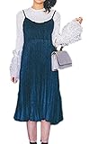 RELIGHT（リライト） キャミソール プリーツスカート ひざ丈 シフォン レディース 黒 Mサイズ (M, 黒)