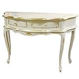 イタリア製コンソールテーブル 121cm ホワイト×ゴールド 猫脚 完成品 デスク