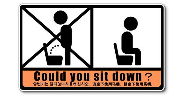 Amazon トイレステッカー 座ってトイレ ステッカー 立ちション禁止 座って 座る マナー 掃除 英語 中国語 韓国語 シール ステッカー おもちゃ