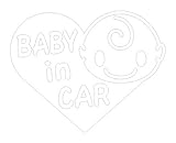 Sticker Shop Haru BABY ＩＮ CAR ステッカー ハート型 15cm ホワイト