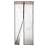 Demiawaking 210*90cm 自動式磁気カーテン 玄関網戸 防虫ネット 鳥と風景の柄 虫よけ 断熱 取付簡単 ソフト ガーゼ 折り畳み　 (ブラウン)