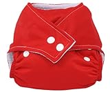 【BABY CITY 】メッシュ素材 赤 ワンサイズ布おむつカバー 新生児～オムツ卒業まで