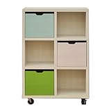 アルファタカバ キャスター付きシェルフフレンドお片づけボックス付き 80cm幅2×3(ブルー、グリーン、ピンク)