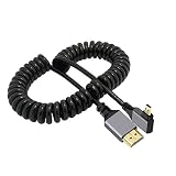 Cablecc 4K 60hz マイクロ HDMI 1.4 オス - HDMI オス 左向きストレッチ コイル状ケーブル 90 度 HDTV モニター コンピューター ラップトップ用