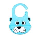 ベビーエプロン 防水 シリコンビブ お食事 スタイ スマートビブ よだれかけ 動物デザイン 可愛い とら 赤ちゃん用品 お祝い ママへ ブルー