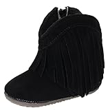 EOZY ブーツ 秋冬 フリンジ 可愛い ベビーシューズ 赤ちゃん靴 滑り止め 女の子 防寒対策 おしゃれ 子供靴 誕生日祝い 出産祝い 12CM ブラック