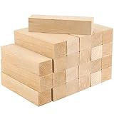 JAPCHET 24ピース 4 x 1 x 1 インチ バスウッド彫刻ブロック、天然彫刻ブロック、彫刻、製作、ホイットリング用の未完成のバスウッドブロック