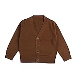 Kayiyasu カイヤス キッズ セーター カーディガン 子ども ニット カットソー スウェット トレーナー Vネック 前開き 021-xcfz-17090(4Y（110cm） ブラウン )