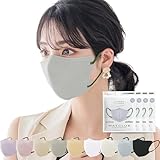 [一木良品] 【3層薄型マスク】40枚(10枚×4パック) マスク 3Dマスク 立体タイプ 使い捨て カラーマスク 小顔 チーク 血色マスク 平ゴム採用 不織布マスク (通常素材, ライトグレー)