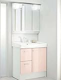 LIXIL INAX 洗面台 オフト 間口750mm (75cm) 引出し パステルピンク 洗面器：ホワイト 3面鏡 蛍光灯照明 FTVH-755SY1-W/HP2W + MAJX2-753TZPU 