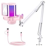 MAONO USB コンデンサーマイク ゲーミングマイク PC マイク ノイズキャンセリング ミュートボタン 単一指向 RGBライティング 音量コントロール プラグ＆プレイ ゲーム実況 ライブ配信 ポットキャスト ストリーミング Skype Discord Windows/Mac/PS4/PS5 DGM20S ピンク