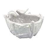 Design Toscano Luyo Hand-Crafted Ceramic Round Bird Vase, 5-Inch, White [並行輸入品]