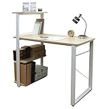 クロシオ ラックデスク 幅110cm奥行59cm ナチュラル パソコンデスク 棚付き 机 070301