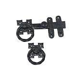 Nuvo Iron Antique Look Colonial Ring Latch Designed for Wood Gates, Doors - Black [並行輸入品]
