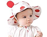 YY-Shop ベビー帽子 つば付き バケットハット キッズ ハット 子供 キャップ 赤ちゃん 日焼け UV 可愛い サファリハット 水玉 春夏 男の子 女の子 (1レッド)