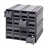 Quantum QIC-161GY Interlocking Gray Storage Cabinet with 16 Gray Drawers, 11.38-Inch by 11-3/4-Inch 