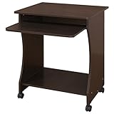 パソコンデスク PCラック 移動も楽々 木目調パソコンデスク ダークブラウン