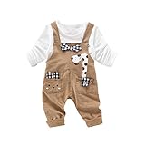 Tovadoo 子供服 ベビー服 男女共用 トップス+サロペット 多色 セットアップ 長袖 秋冬 麒麟柄 キャラクター柄 可愛い 部屋着 保育園