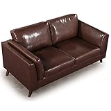 タンスのゲン 2人掛け 幅144cm レザーソファ ポケットコイル ローソファー ヴィンテージ風 アンティーク PVC レトロキャメル 48600003 00