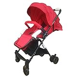 HUKOER　ベビーカー ハイシートベビーカー 4輪ベビーカー 折りたたみ式 通気性良い 物置袋付き (カーキ)