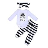Domybest 3点 春秋 カバーオール ベビー服 寝具 長袖 男の子 女の子 0-24ヶ月 ストライプ 英字 柔らかく快適 弾力性 百日記念 お祝い ギフト 誕生日