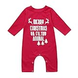 POTOJP クリスマス 英字柄 カバーオール 男の子 女の子 冬 新生児 秋冬 長袖 ベビー服 赤ちゃん ロンパース コットン ブレンド製 満月/出産祝い/普段着　レッド (70, 無地)