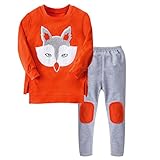 Hanyiベビーキッズセットフォックス印刷トラックスーツ+パンツ服装セット カラー: オレンジ