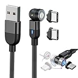 1本(1m)+2枚Type-C端子 540°回転式 L字L形 ストレート形 両用 3ピン丸式 マグネット usb 充電 ケーブル QC-3.0 急速 対応 max 3A 磁気 着脱式 スマホ TYPE-C micro-usb iproduct 汎用 防塵 Android タイプ-C マイクロ-USB-C-micro-a-b コネクター 磁石 磁力 アダプター チャージ 線 コード 3本 アイホンに適合 ソケット 長さ0.5m 1m 2m 3in1 マルチ 端子