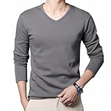 [KaoGao] 裏起毛 発熱 ヒートテック アンダーシャツ Tシャツ ロンT Vネック 肌着 インナーシャツ インナー 秋冬 保温 防寒着 極暖 丸首 クルーネック ストレッチ 冬用 インナー ジャージ メンズ ルームウェア 長袖 おしゃれ-XL||ブラック（ｖネック）