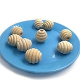 Kissteether 20pcs 木製ビーズ22mm * 20mm（0.87 '' * 0.79 ''）エコフレンドリースクリュースレッドビーズボールストライプ型DIYベビーテザー看護玩具アクセサリ