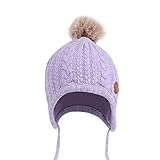 Nasular ベビー帽子 秋冬 赤ちゃん帽子 ニットハット 手編み フリースウール厚さ かわいい やわらかい 肌さわりよく 無地 耳保護 防寒保温 綿 男の子 女の子 キッズ 子供秋冬用 (0-1歳