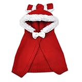 giminuoキッズ ニット帽子 ケープ ポンチョ ベビー帽子 赤ずきんちゃん クリスマス ネックウォーマー 防寒 秋冬 保温 (レッド)
