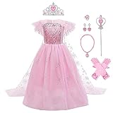 [IBTOM CASTLE] 子供 プリンセス ドレス コスチューム ８点セット コスプレ イベント ワンピース 仮装 诞生日 パーティー キッズ クリスマス ハロウィン プレゼント 文化祭 演奏会 ピンク 140