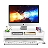 2層モニタースタンドモニター台モニタースキーボードストレージコンピュータースタンド机上台 幅48cm 机上ラック卓上 2段 机上收纳 パソコンスタンド （ホワイト）