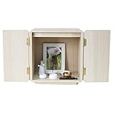 ペット仏壇 キューブ型仏壇 LEDライト ホワイト 6寸までの骨壷収納 仏具8点 肉球 コルクマット おりんセット ペット供養 メモリアルボックス かわいい (ホワイト)