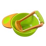 Masaling　ベビー用　ボウル　ベビーご飯　研磨　離乳食用　補助ツール　圧磨棒付き　PP安全素材　安心　便利　 (グリーン+ホワイトランダム)