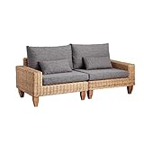 グレー／【3人掛】 ソファ ラタンソファ アジアン家具 籐 おしゃれ デザイン 涼しい 上品 ソファー エスニック リゾート 女性