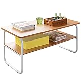 Home-Like センターテーブル ローテーブル ローデスクリビングテーブル 座卓 木製テーブル コーヒーテーブル オープン収納 収納棚付き スクエアデザイン モダンちゃぶ台 長方形 (竹紋色)