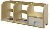 Furinno 12247SBE/WH Pasir Desk Storage Shelf with Bin, Steam Beech/White [並行輸入品]
