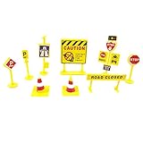 ZYN木製Road Constructionトラフィックサインセット、Urbanトラフィック案内標識モデル、エンジニアリングRoadblocks Signs Road Signs 10 Pieces