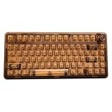 OUSEITECH BK920 ゲーミングキーボード 透明キーボード ノブ付き RGB ホットスワップ対応 75%配列 メカニカル BT5.0/2.4G/USB-C ワイヤレス 透明キーキャップ 80キー テンキーレス Windows/Mac/Android対応 リニア軸 (ブラウン)