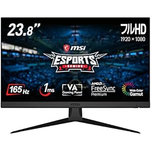 【Amazon.co.jp限定】MSI Optix G243JP ゲーミングモニター VA平面パネル スリムベゼル 高い色再現性 フルHD/23.8インチ/165Hz/1ms/FreeSync Premium/HDMI/DP/3年保証