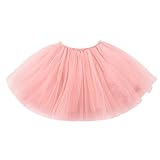 女の子 スカート ガールズ チュチュ キッズ 子供 チュールスカート パニエ ドレス ダンス 3層チュール プリンセス 舞台 コスチューム TUTU (98cm, ピンク)