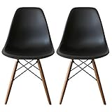 アイリスプラザ デザインチェア 肘無 脚ブラウン×黒 PP-623 2脚セット