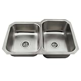 MR Direct US1053R 18-Gauge Undermount Offset Double Bowl Stainless Steel Kitchen Sink by MR Direct
