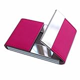 POTOJP 名刺入れ 2way アルミ ステンレス スタイリッシュ PU カードケース 薄い メンズ＆レディース 兼用 (ローズ)